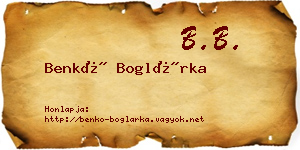 Benkő Boglárka névjegykártya